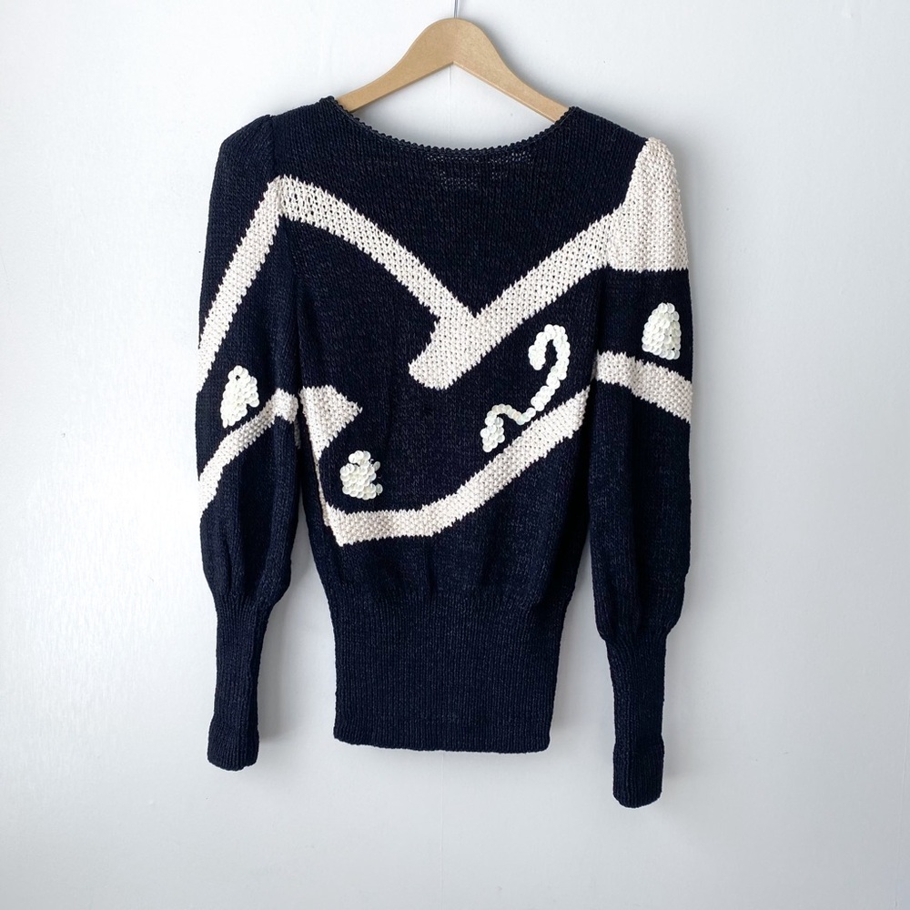 Vintage Kippsport Wool Blend Sequin Abstract Print Sweater Small